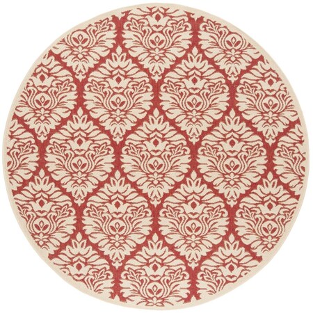 Safavieh 6 ft. 7 in. x 6 ft. 7 in. Linden 100 Contemporary Round Area Rug Red & Creme LND135Q-6R